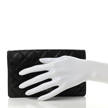 Chanel Patent Crumpled Calfskin Quilted Yen Reissue Wallet Black 2 of 9