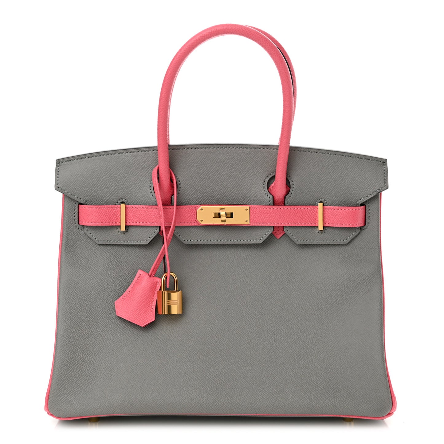 Epsom Horseshoe Birkin 30 Gris Mouette Rose Azalee