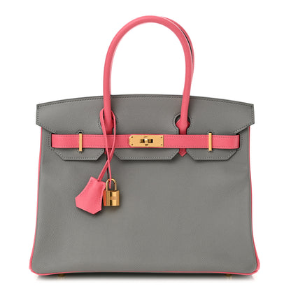 Hermes Epsom Horseshoe Birkin 30 Gris Mouette Rose Azalee 1 of 11