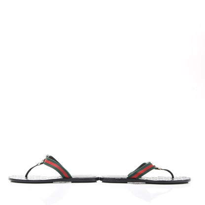 Gucci Nylon Guccissima Web Womens Thong Sandals 37 Green Red Black 6 of 17