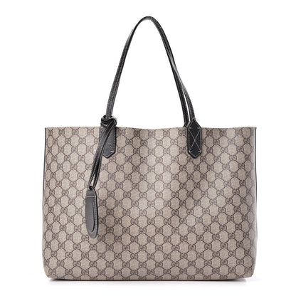 Gucci Calfskin GG Supreme Monogram Medium Reversible Tote Black 1 of 25
