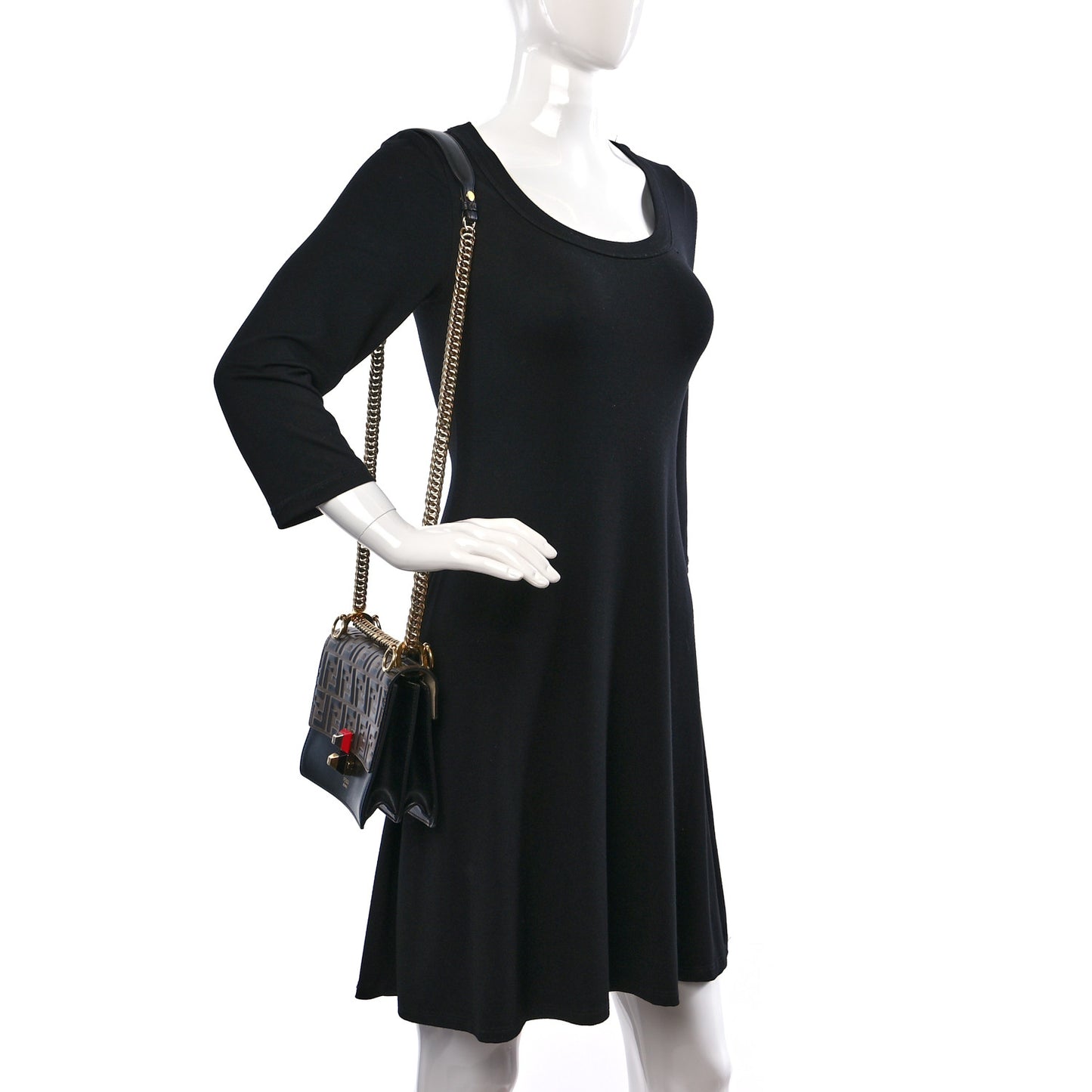 Vitello Liberty Bi-Color FF 1974 Embossed Small Kan I Shoulder Bag Black Maya