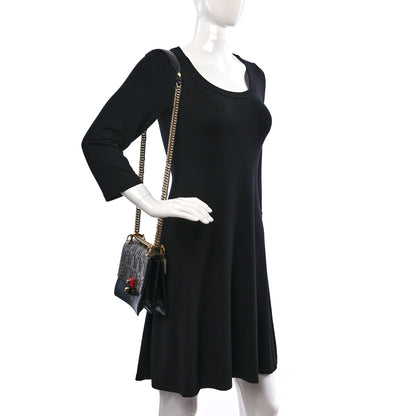 Fendi Vitello Liberty Bi-Color FF 1974 Embossed Small Kan I Shoulder Bag Black Maya 2 of 10