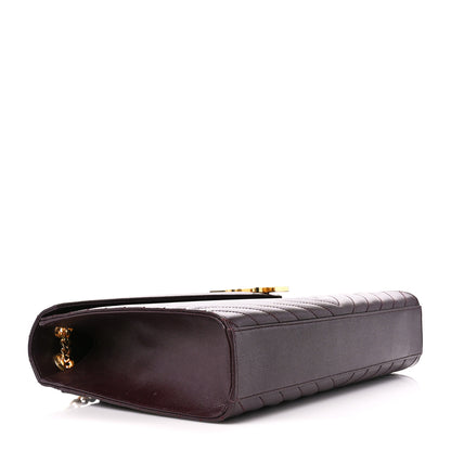 Saint Laurent Grain De Poudre Matelasse Chevron Large Monogram Satchel Rouge Legion 4 of 11