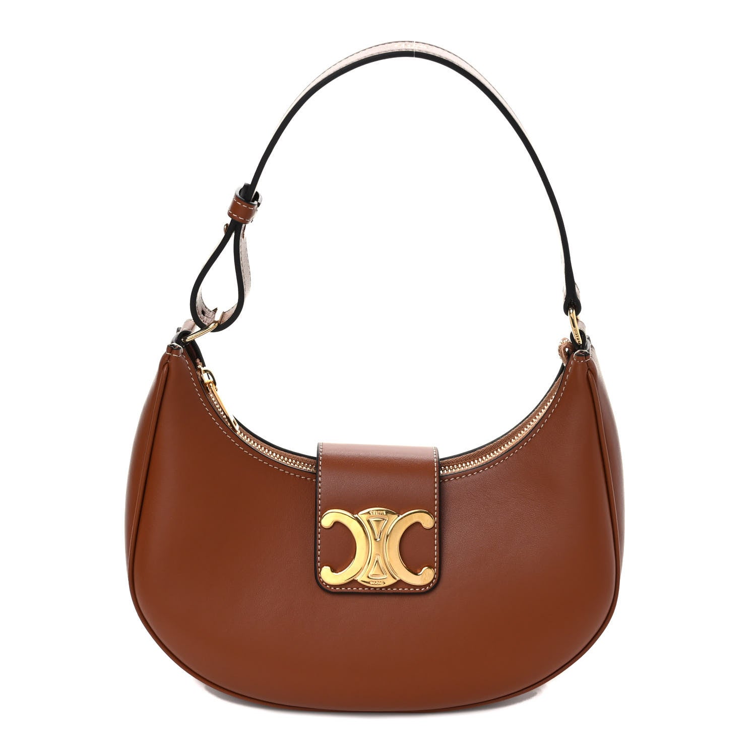 Celine Smooth Calfskin Medium Strap Ava Triomphe Shoulder Bag Tan 1 of 11