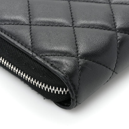 Chanel Lambskin Quilted Large Gusset Zip Around Wallet Black 15 of 18