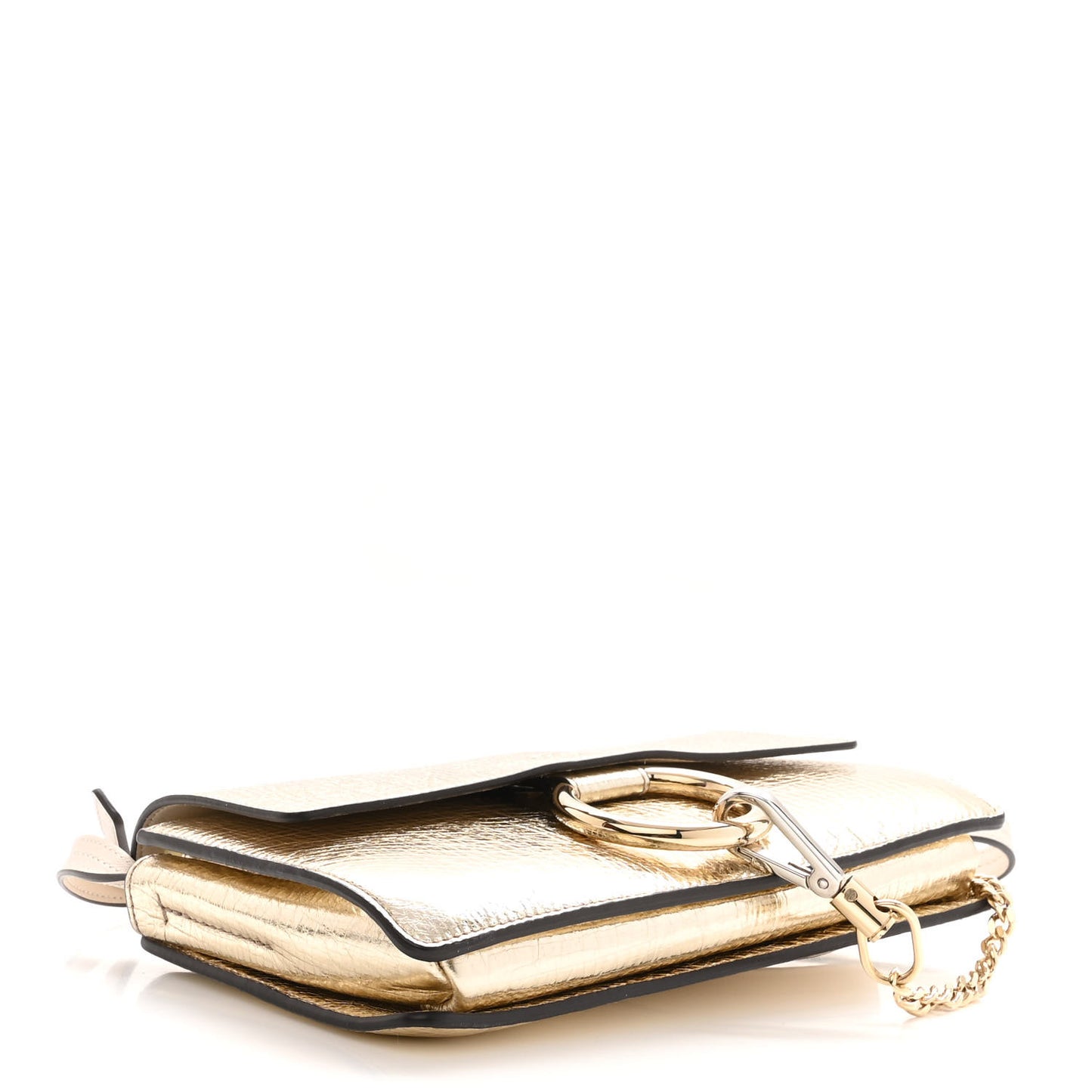 Metallic Calfskin Small Faye Shoulder Bag Gold