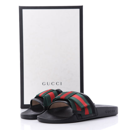 Gucci Satin Web Bow Slide Sandals 38 Black 10 of 10