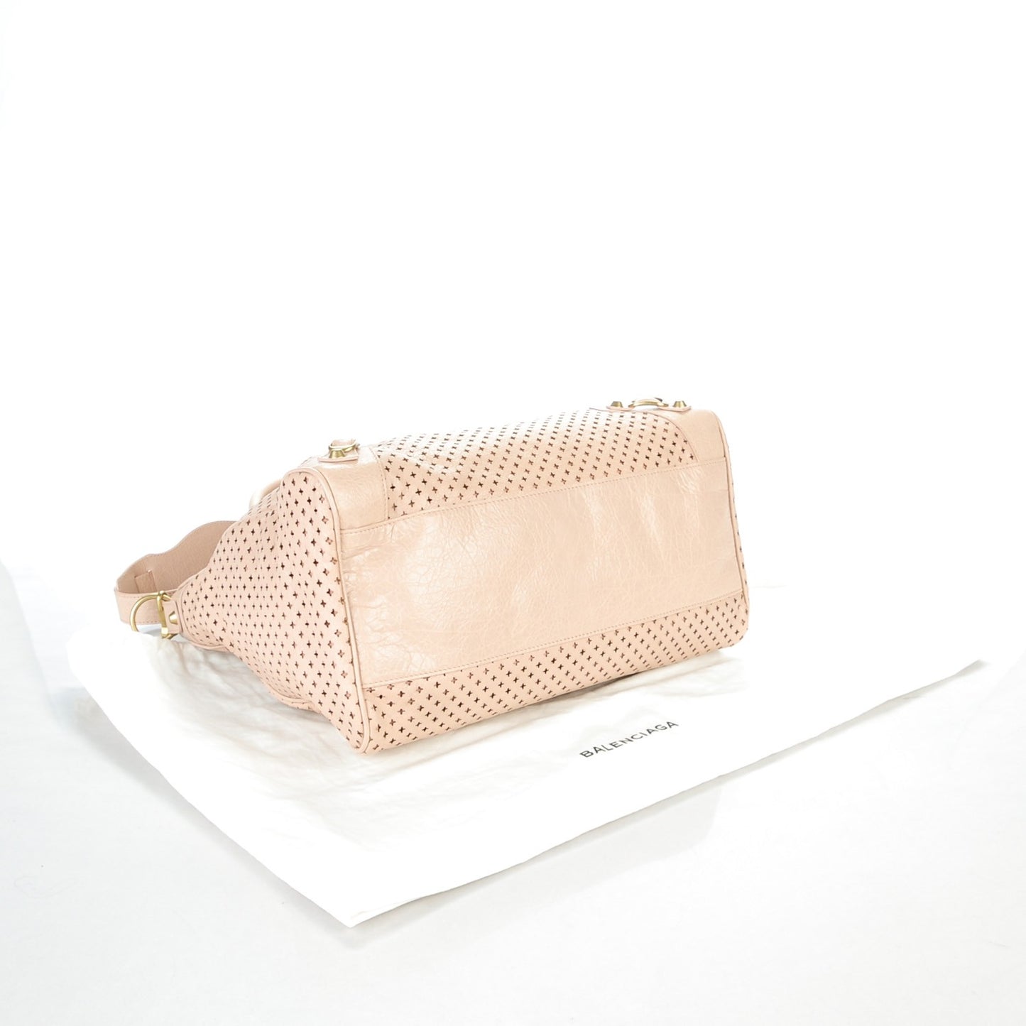 Agneau Laser Cut Cross Classic Gold Hardware Velo Rose Peach