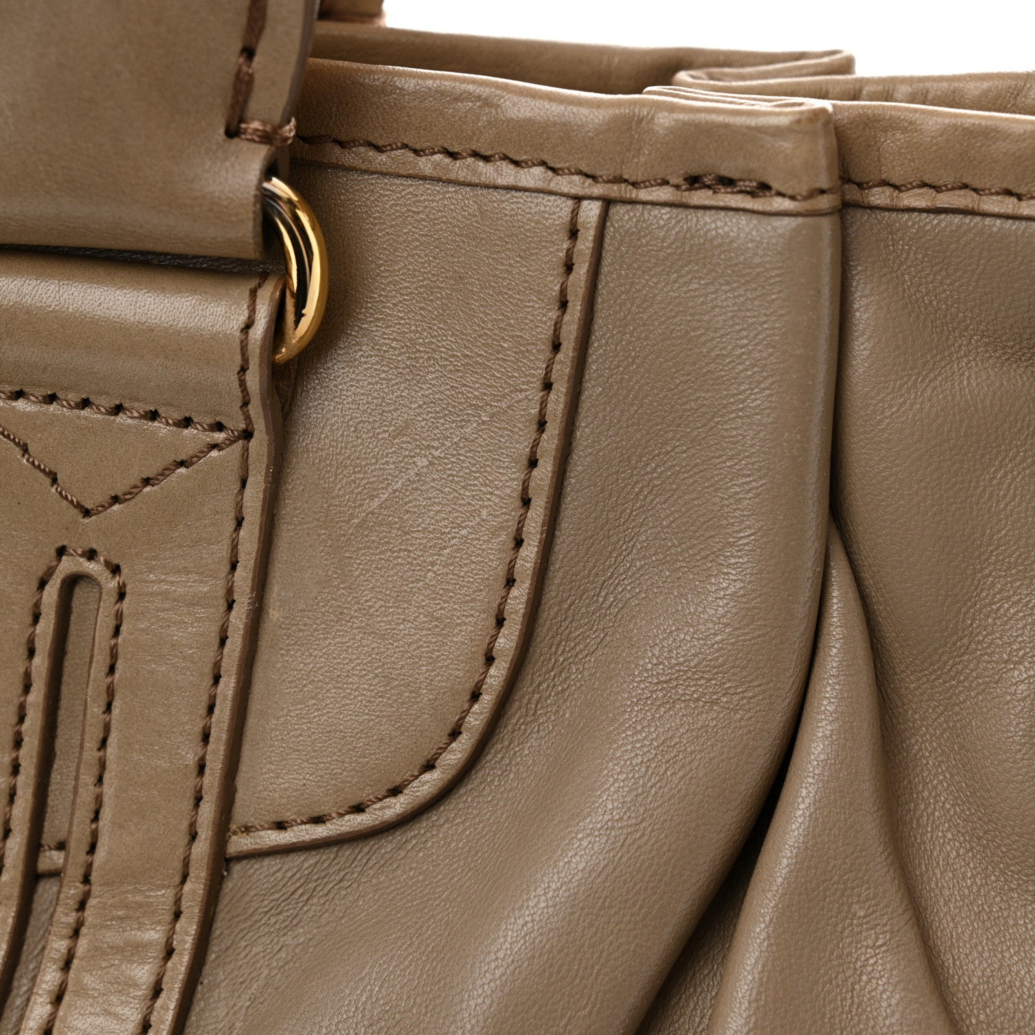 Burberry Lambskin Whipstitch Medium Tote Beige 16 of 18