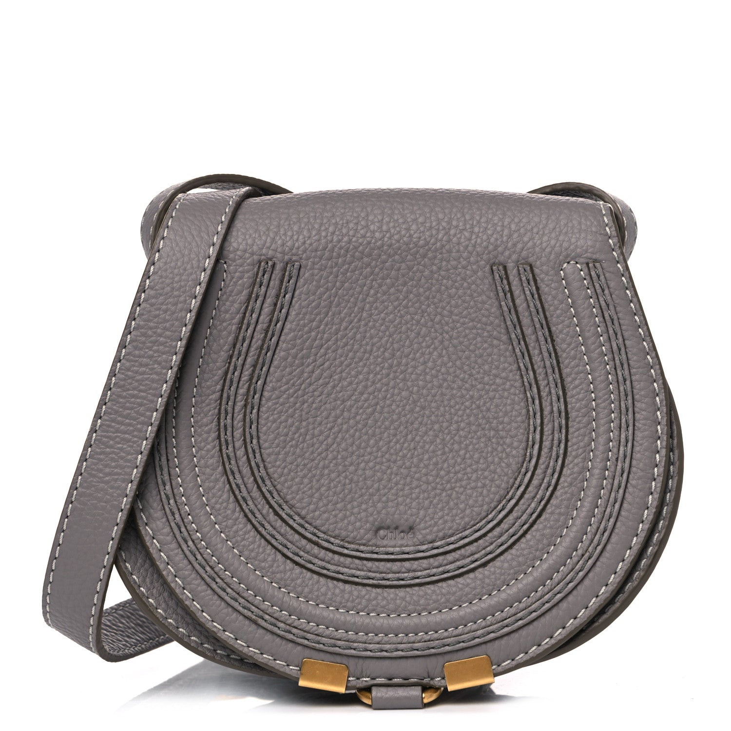 Chloe Calfskin Mini Marcie Round Crossbody Bag Cashmere Grey 1 of 9