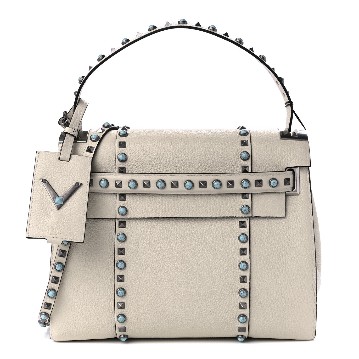 Valentino Garavani Grainy Calfskin My Rockstud Rolling Frame Bag Light Ivory 1 of 12