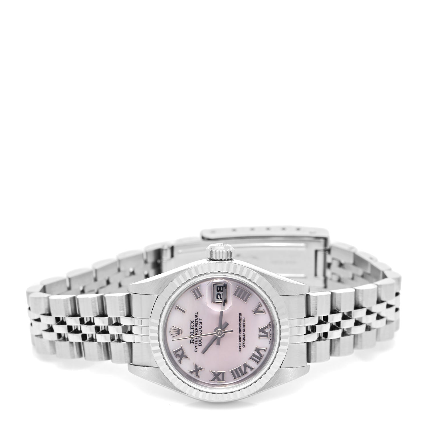 Rolex Stainless Steel 18K White Gold Mother of Pearl 26mm Oyster Perpetual Datejust Watch Roman 79174 2 of 4