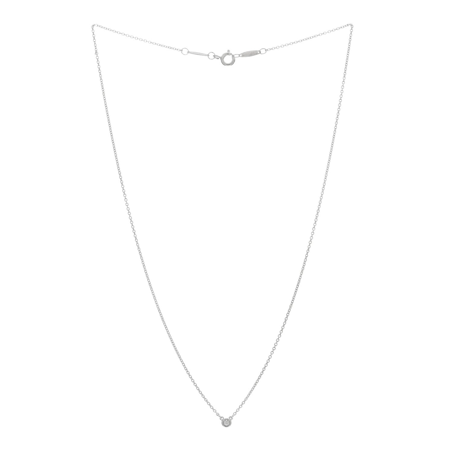 Tiffany Sterling Silver Diamond .03ct Elsa Peretti Diamonds by the Yard Pendant Necklace 2 of 4