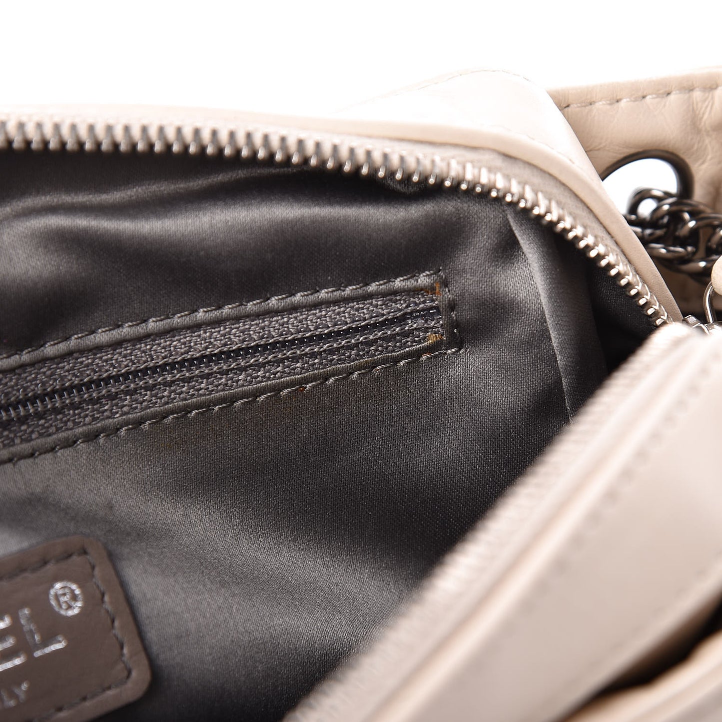 Lambskin Square Stitched Lax Accordion Hobo White