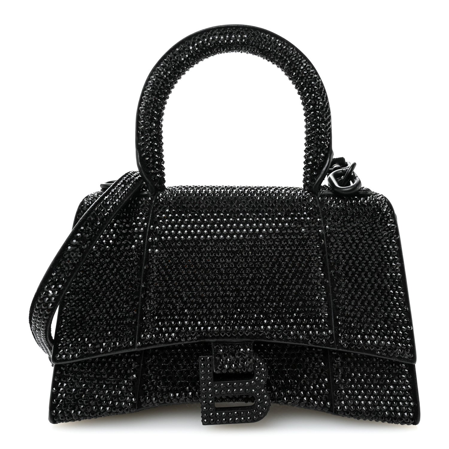 Balenciaga Strass Suede Hourglass Top Handle Bag XS Black Jet 1 of 11