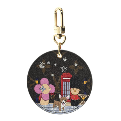 Louis Vuitton Monogram 2021 Christmas Animation London Bag Charm Key Ring Red 1 of 5