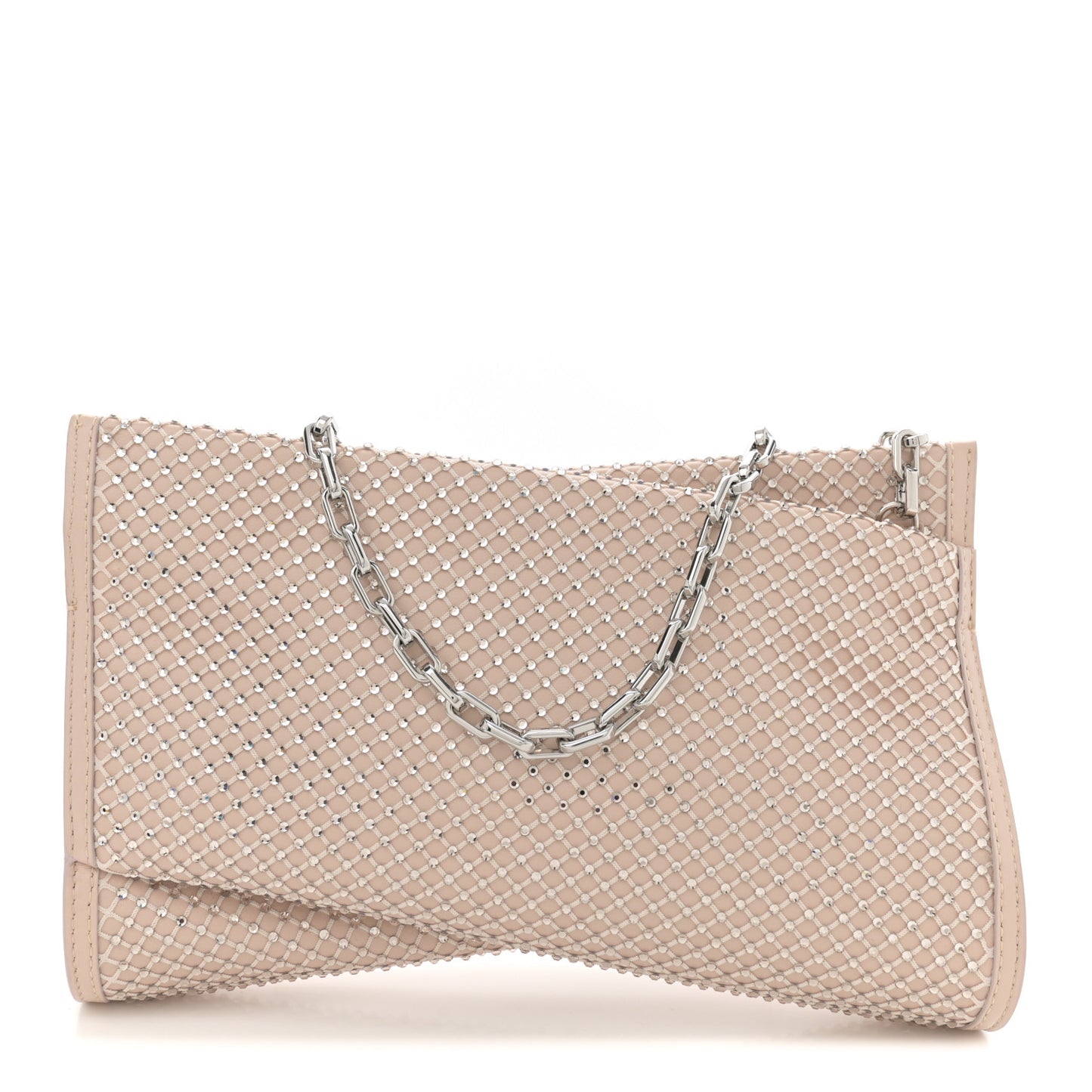 Nappa Resille Strass Loubitwist Clutch Leche Light Silk