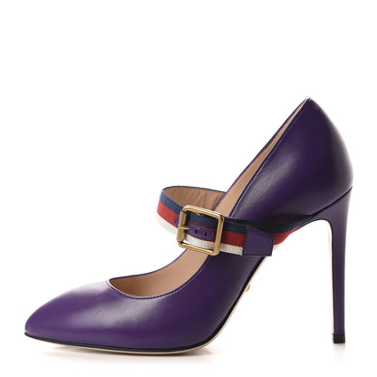 Gucci Malaga Kid Sylvie High Heel Pumps 36.5 Shine Purple 1 of 10