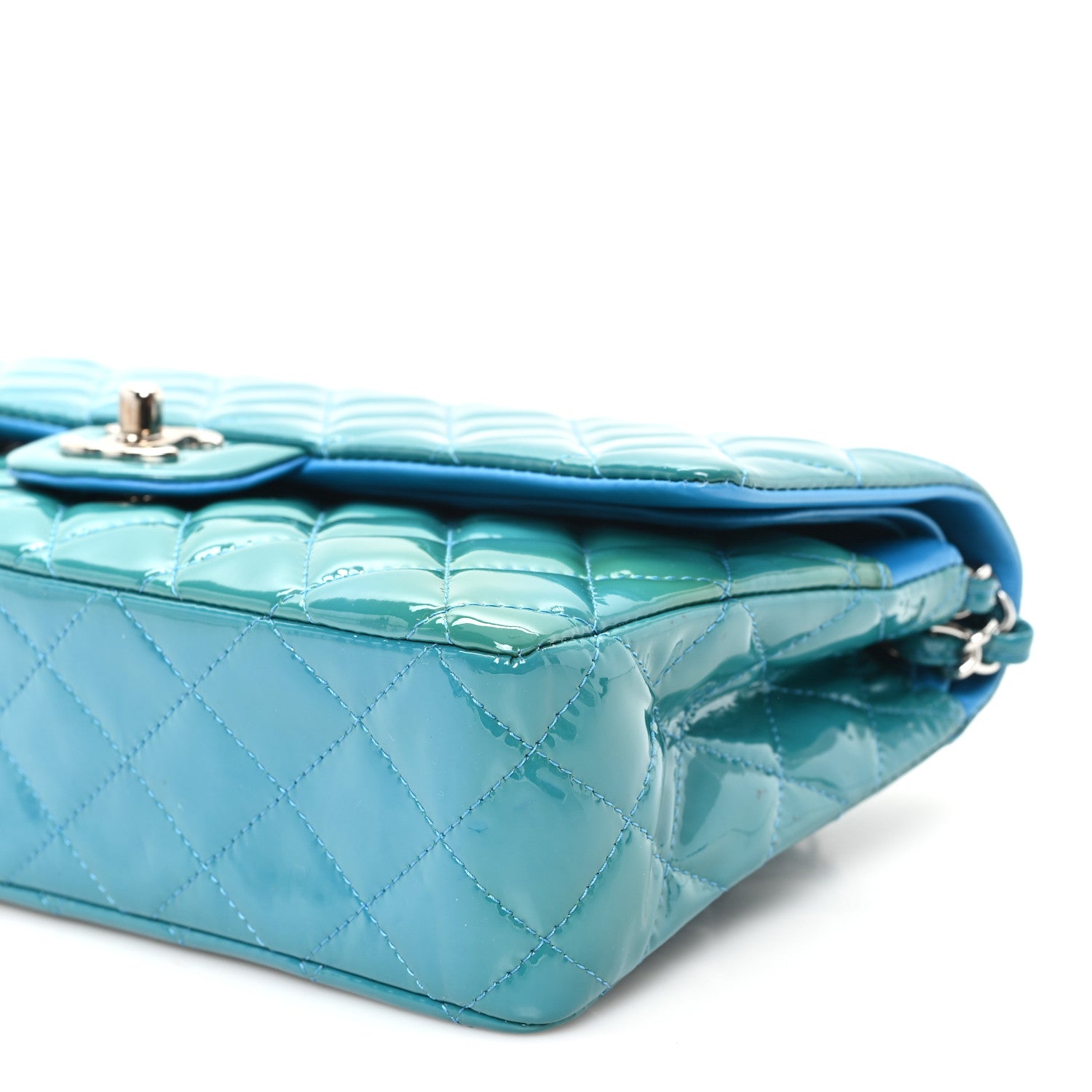 Chanel Patent Quilted Medium Double Flap Turquoise 10 of 10