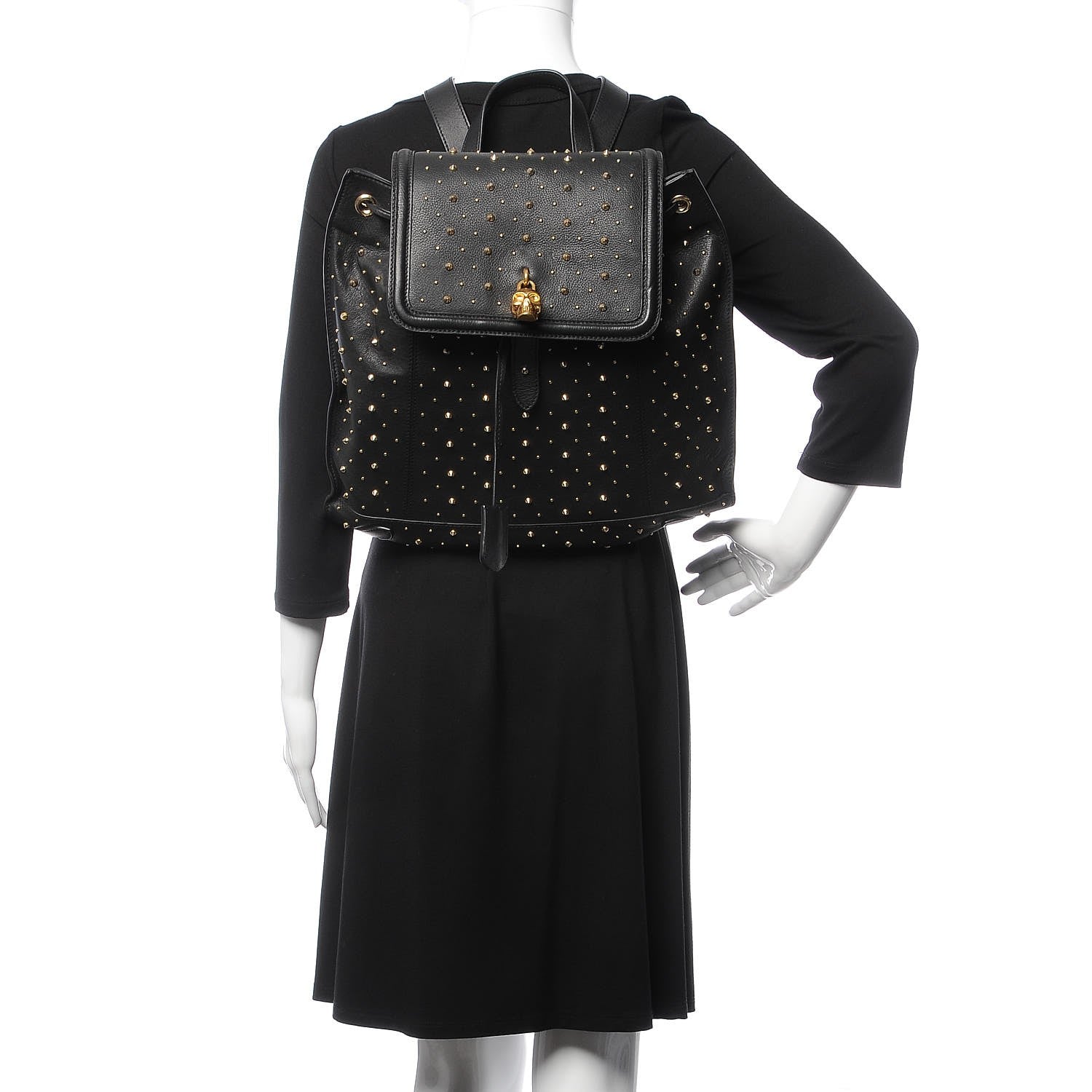 Alexander McQueen Calfskin Studded Padlock Backpack Black 2 of 14