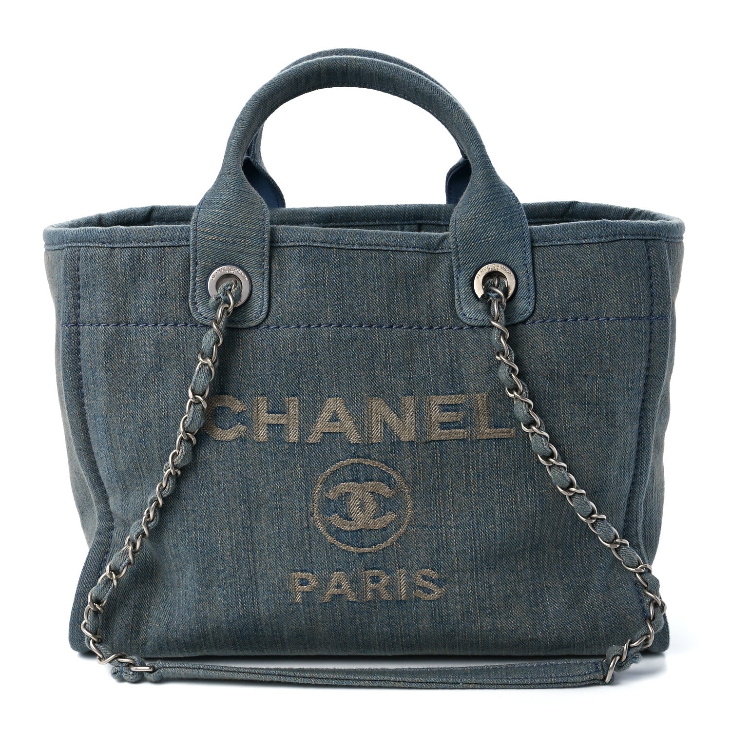 Chanel Denim Small Deauville Tote Light Blue 1 of 11