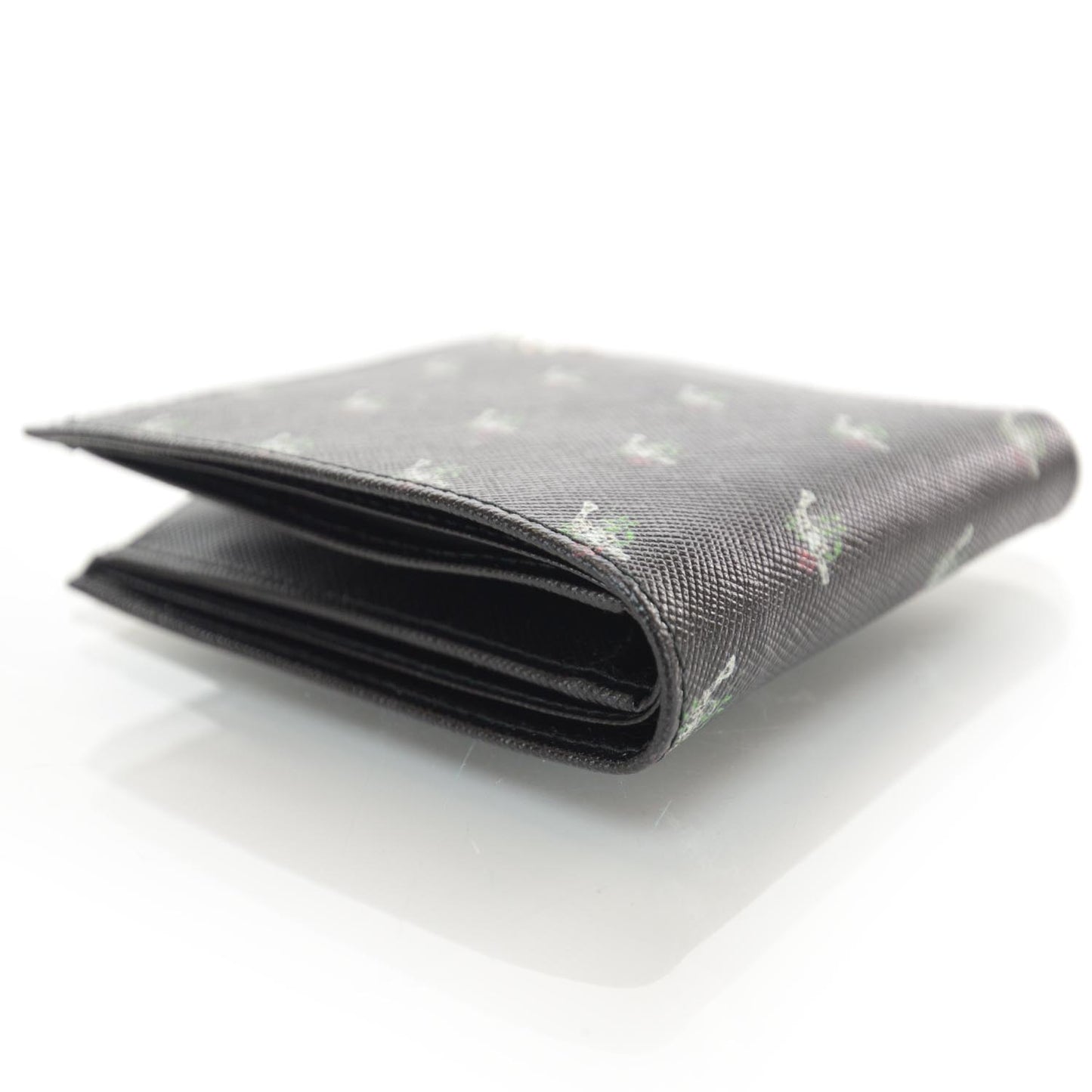 Saffiano Guns and Roses Print Wallet Black