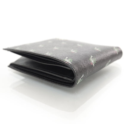 Prada Saffiano Guns and Roses Print Wallet Black 3 of 9