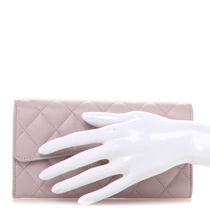 Chanel Caviar Quilted Large Gusset Flap Wallet Light Pink 2 of 9