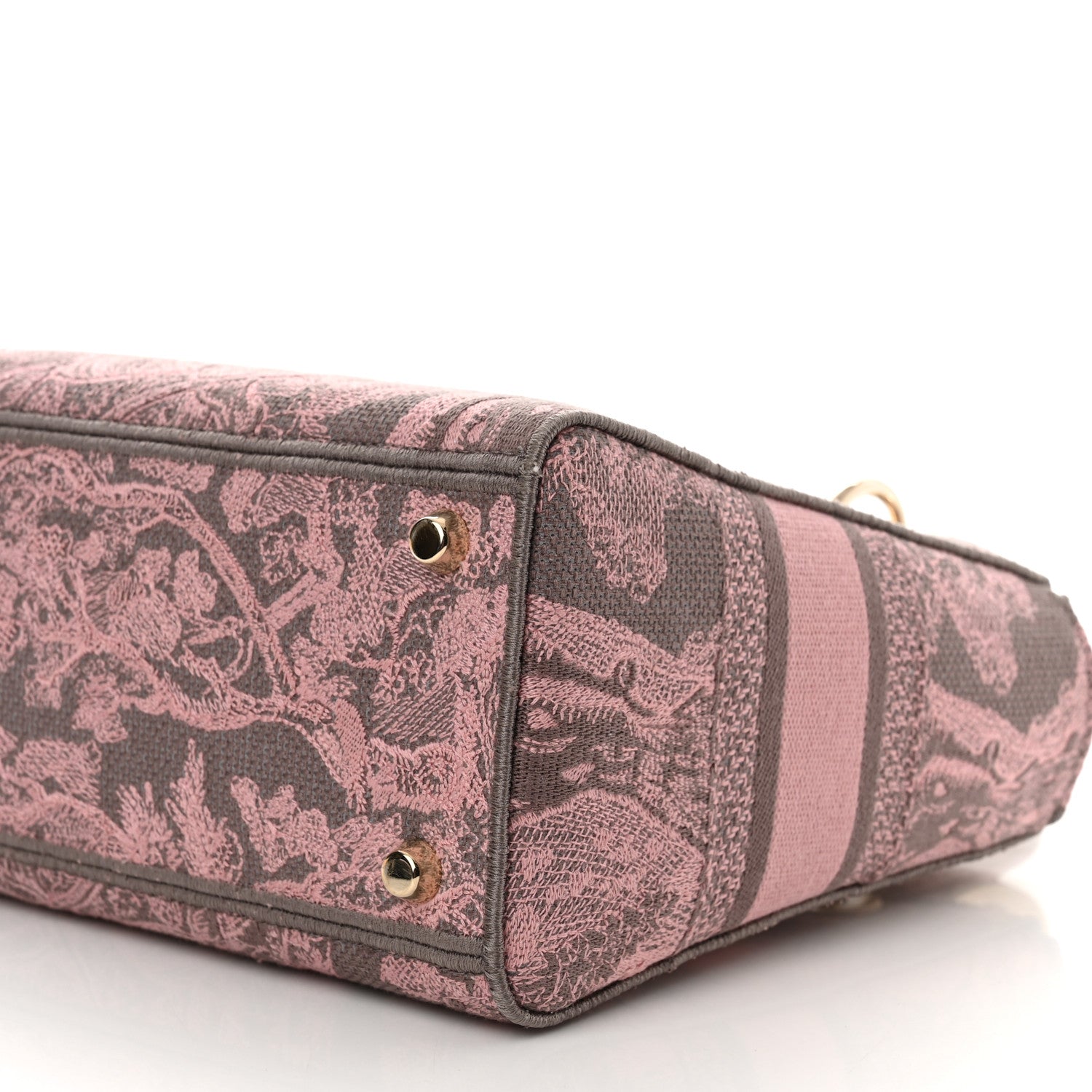 Christian Dior Canvas Toile De Jouy Embroidered Medium Lady D-Lite Gray Pink 6 of 13