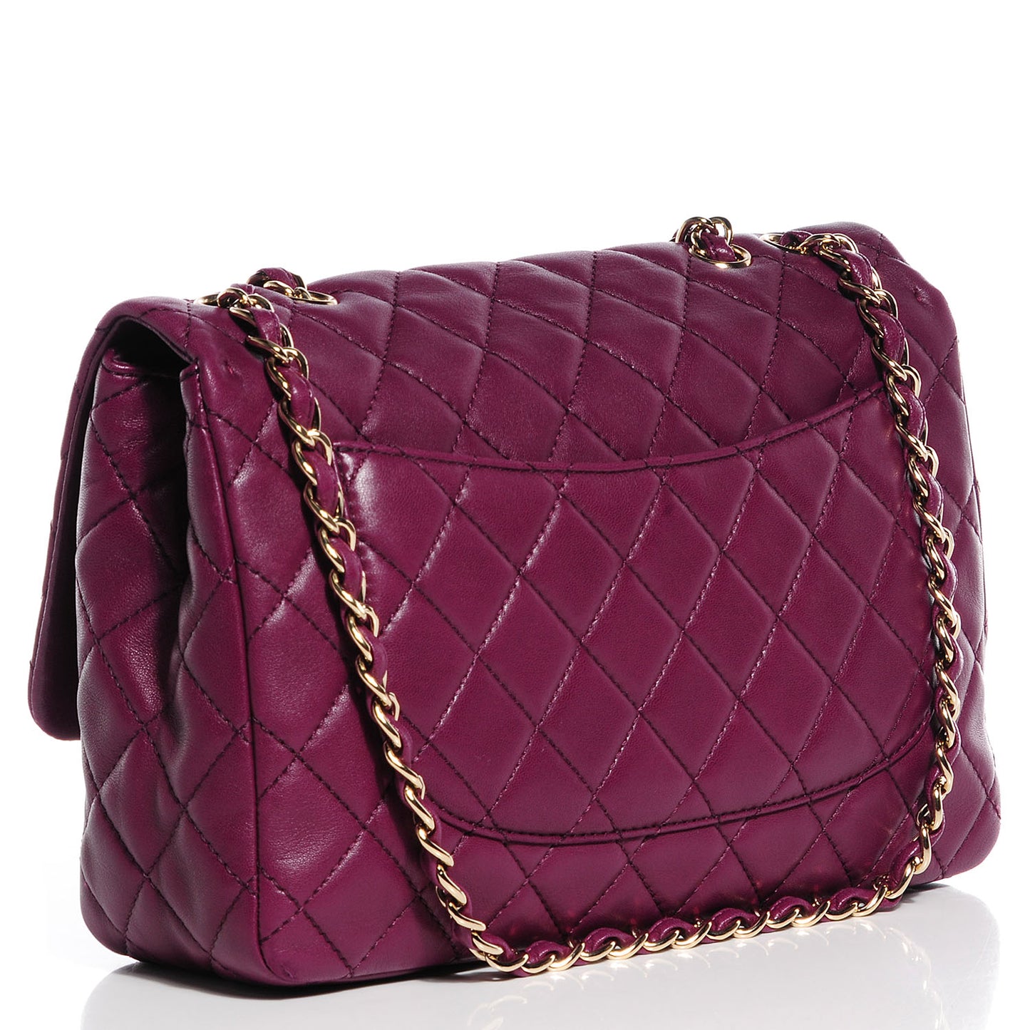 Lambskin Quilted Jumbo Single Flap Purple