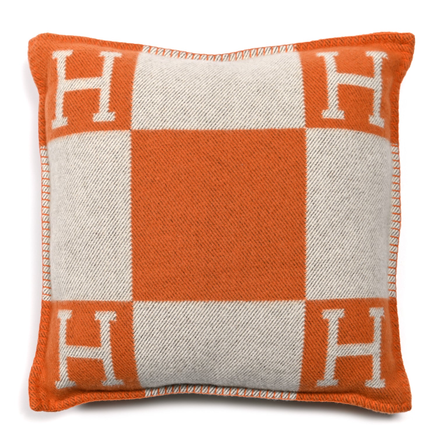 Hermes Wool Cashmere Avalon Pillow PM Ecru Potiron 1 of 3