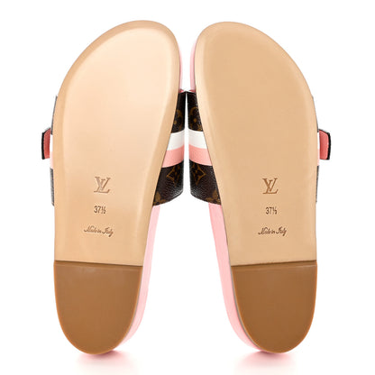 Louis Vuitton Patent Monogram Bom Dia Flat Mule 37.5 Rose White 6 of 9