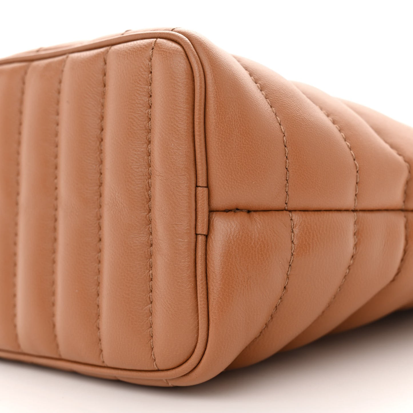 Lambskin Quilted Mini Lola Bucket Bag Maple Brown