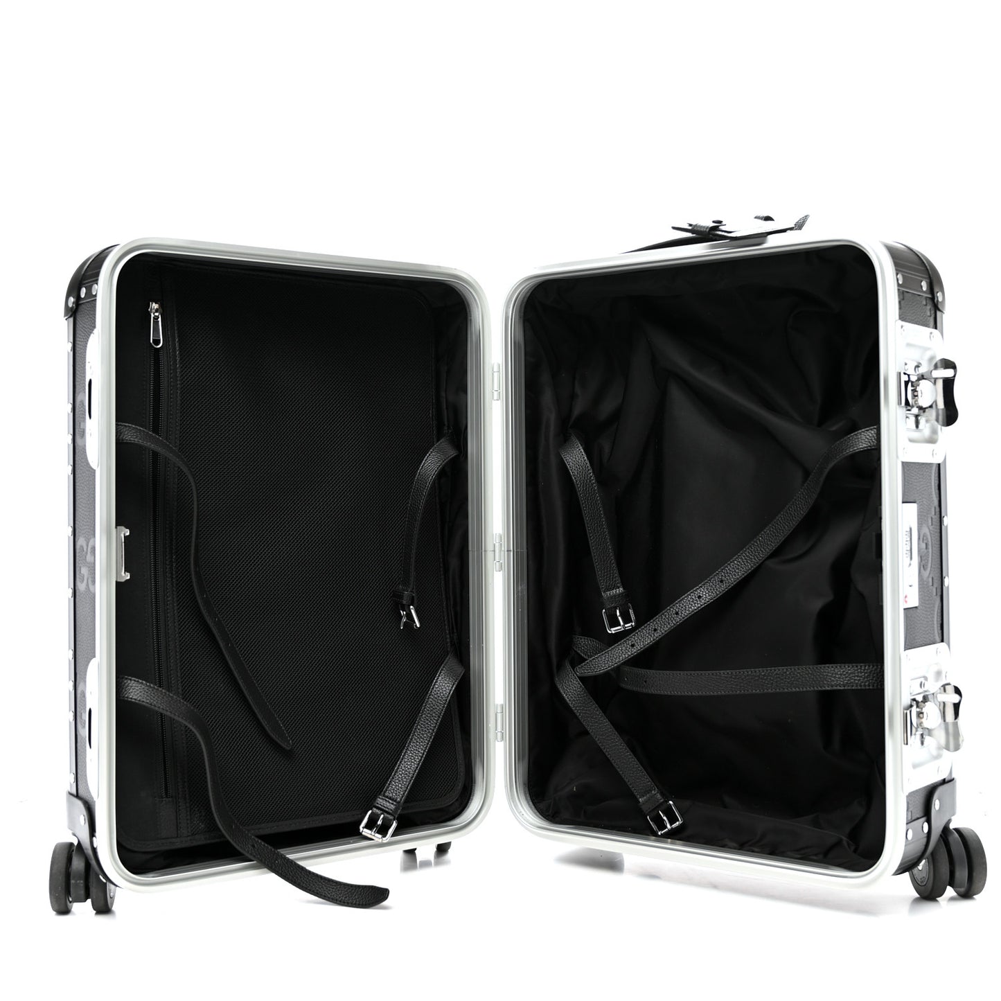 Aluminum GG Piuma Calfskin Jumbo GG Embossed Porter Cabin Plus Trolley Black