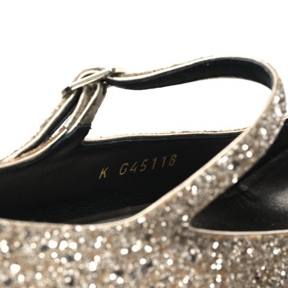 Chanel Glitter Lambskin Cap Toe CC Mary Jane Pumps 39.5 Light Gold Black 8 of 9
