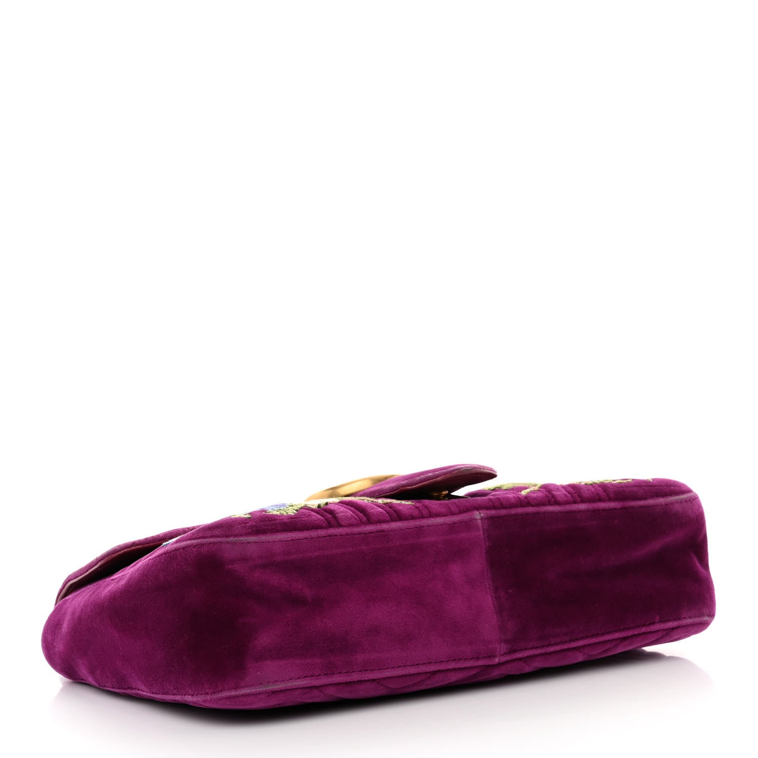 Gucci Velvet Matelasse Loved Embroidered Medium GG Marmont Shoulder Bag Fuchsia Violet Cyclamen 4 of 16