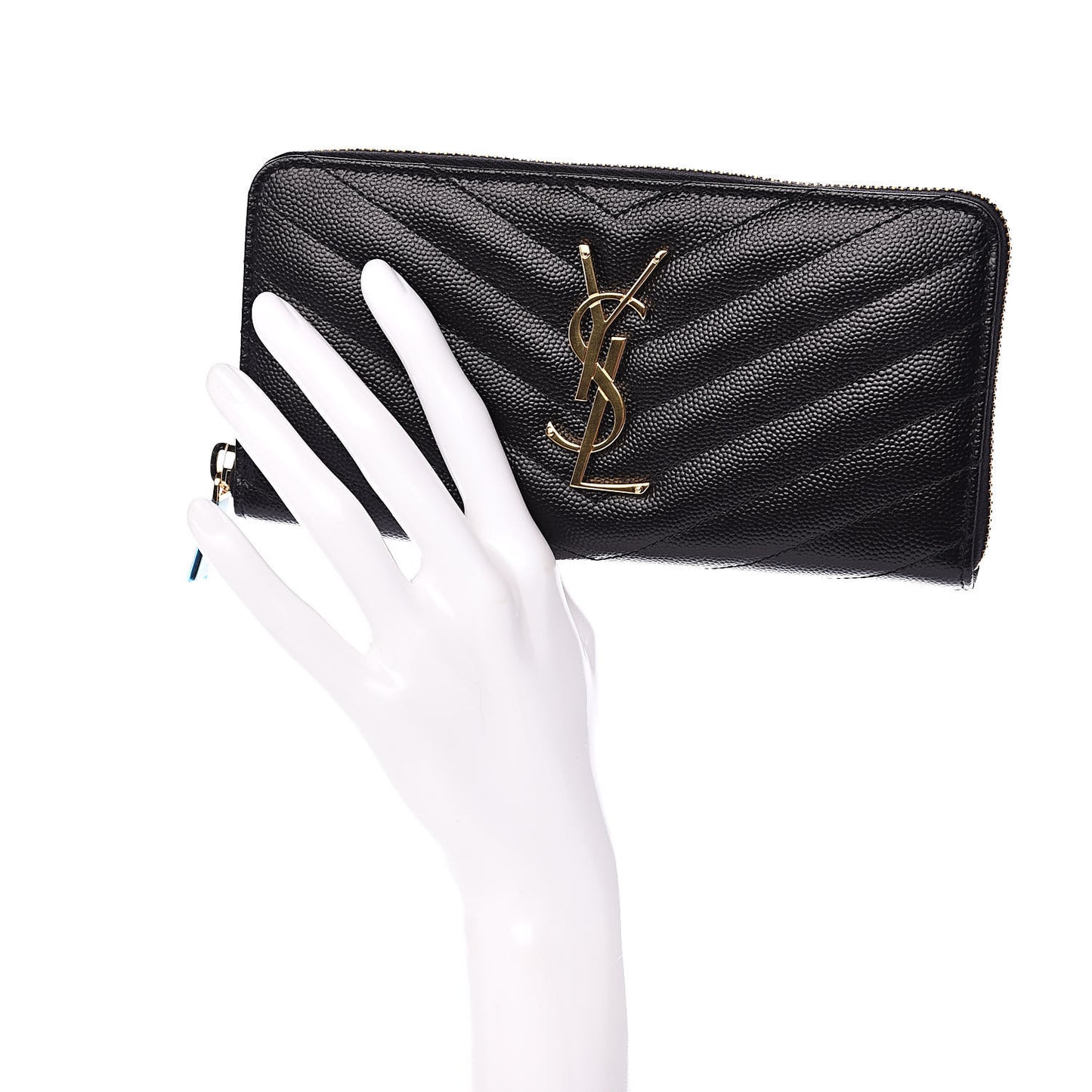 Grain De Poudre Matelasse Chevron Monogram Zip Around Wallet Black