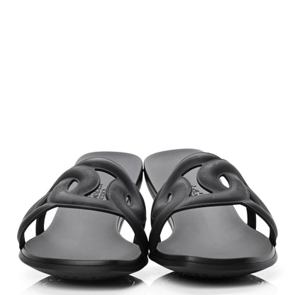 Hermes Rubber Aloha Sandals 38 Black 2 of 4