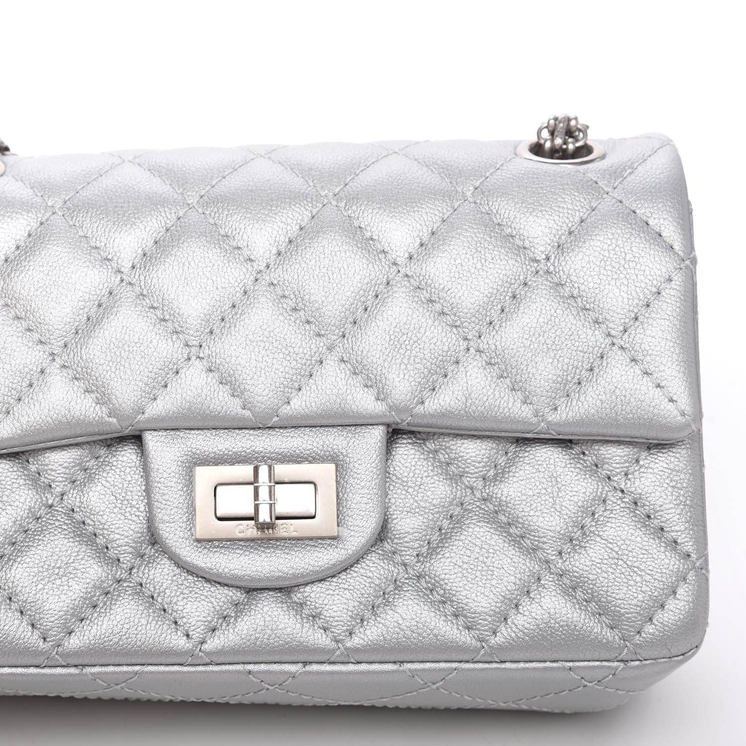 Chanel Metallic Grained Calfskin Quilted 2.55 Reissue Mini Flap Silver 10 of 11