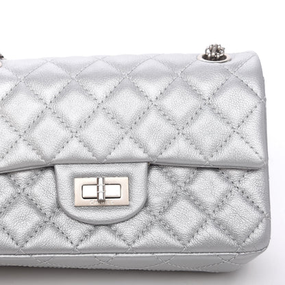 Chanel Metallic Grained Calfskin Quilted 2.55 Reissue Mini Flap Silver 10 of 11