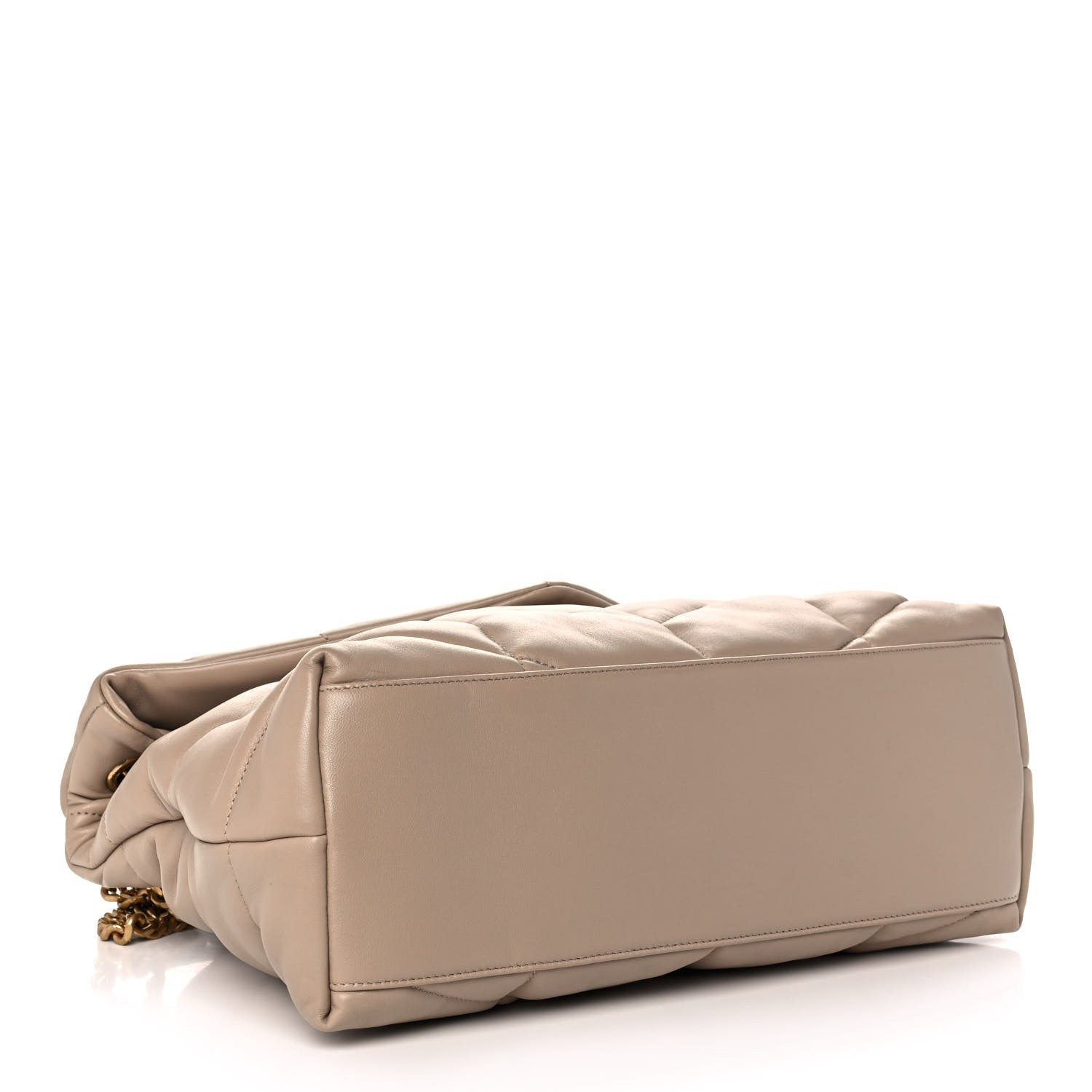 Saint Laurent Lambskin Quilted Medium Loulou Puffer Monogram Chain Satchel Dark Beige 3 of 13
