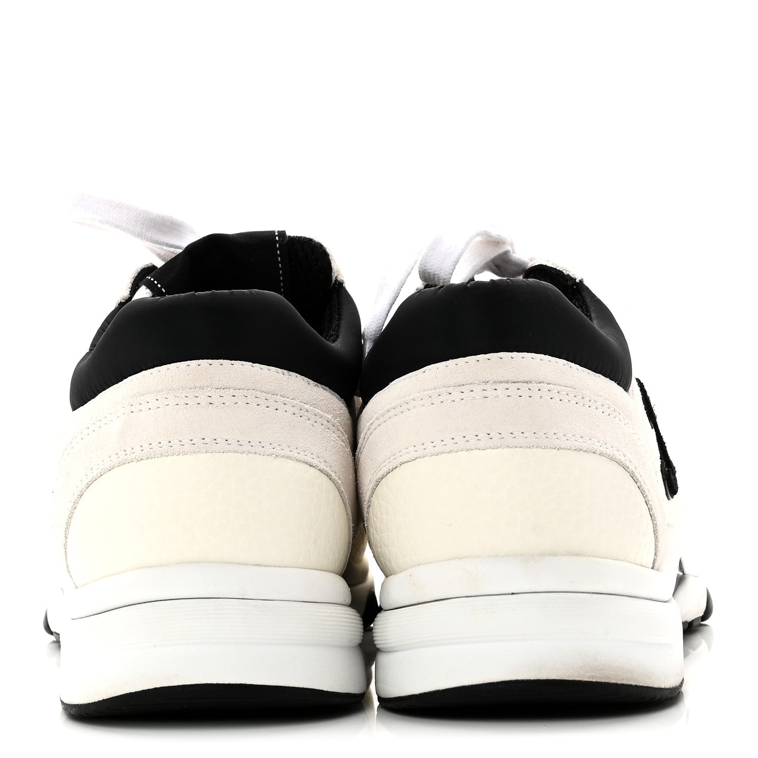 Chanel Mesh Suede Calfskin Grained Calfskin Womens CC Sneakers 38.5 White Black 6 of 9