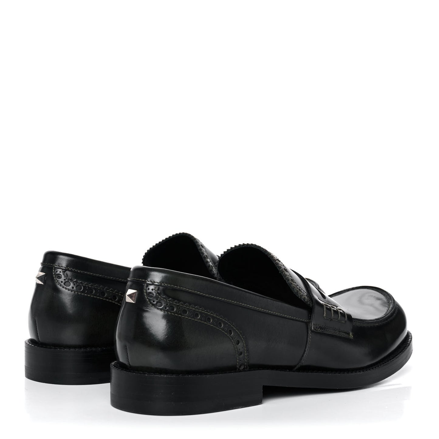 Calfskin Rockstud Loafers 40 Black