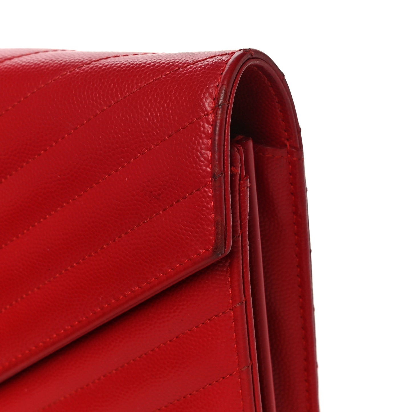 Grain De Poudre Matelasse Chevron Monogram Chain Wallet New Red