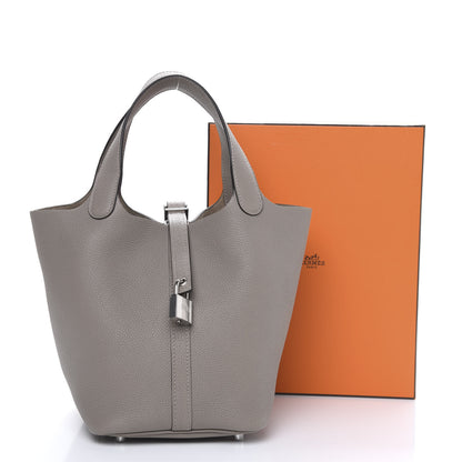 Hermes Taurillon Clemence Picotin Lock 18 PM Etain 12 of 12