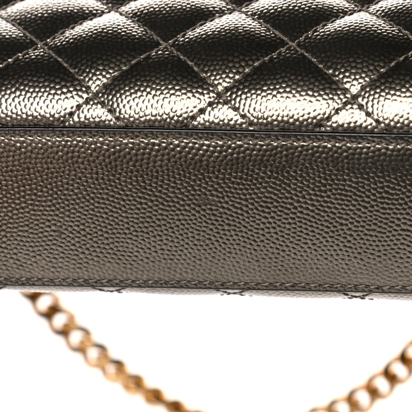 Metallic Grain De Poudre Textured Mixed Matelasse Triquilt Medium Monogram Satchel Piombo