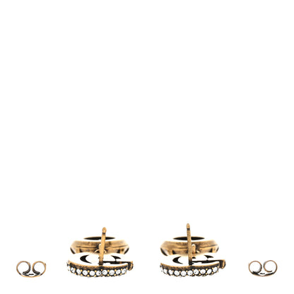 Gucci Crystal Double G Earrings Black Aged Gold 3 of 5