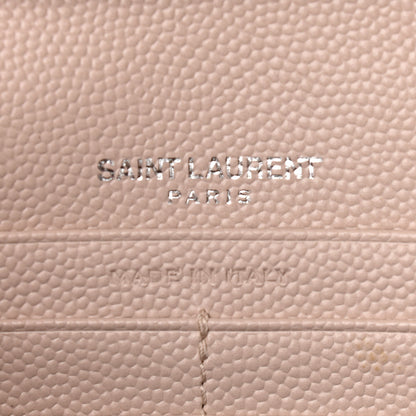 Saint Laurent Grain De Poudre Matelasse Chevron Monogram Chain Wallet Pink and White 6 of 10