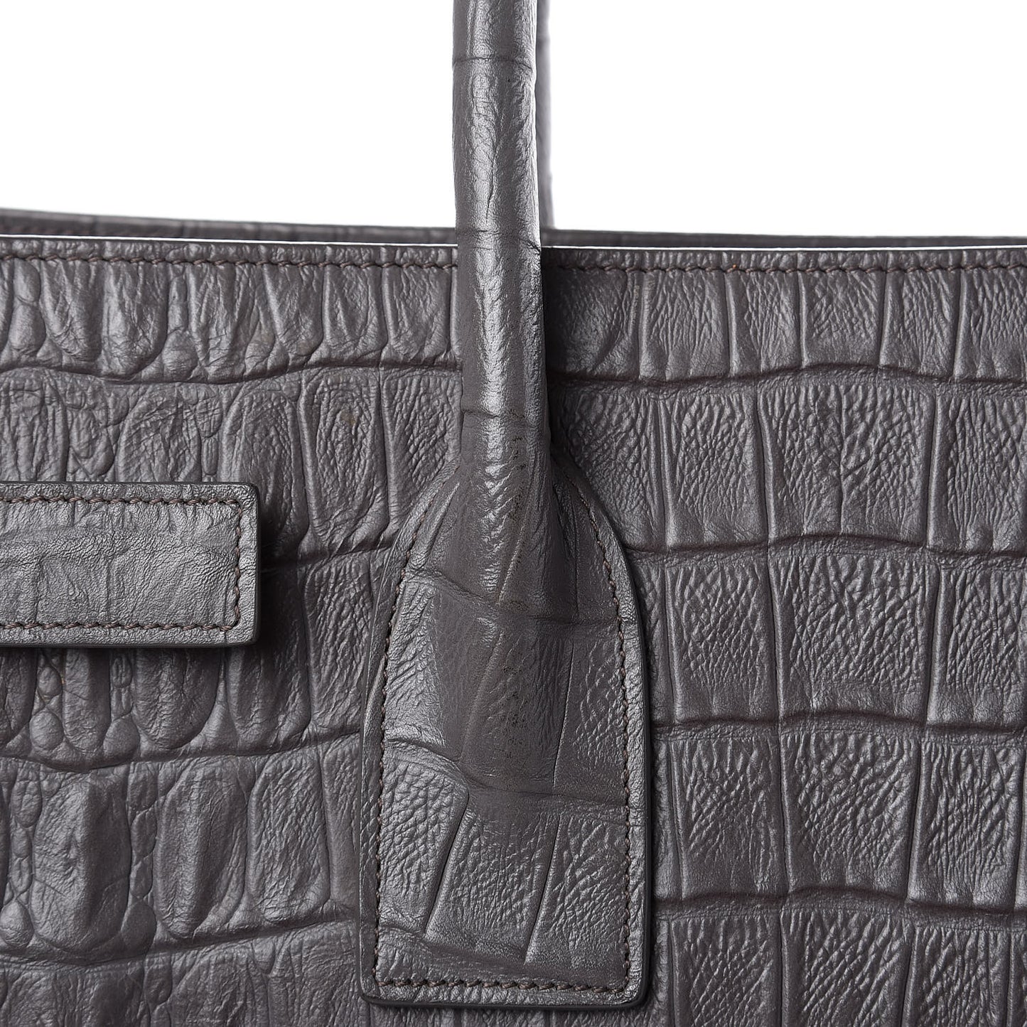Calfskin Crocodile Embossed Small Sac De Jour Fog